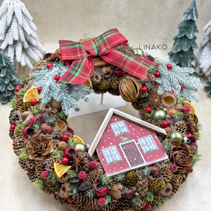 Téli ajtódisz - karácsony - karácsonyi lakásdekoráció - karácsonyi ajtódíszek - Meska.hu