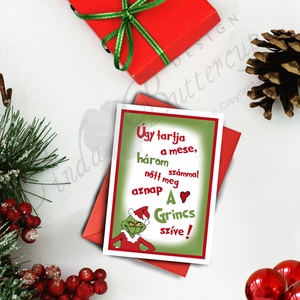 Karácsonyi Képeslap, Grincs Adventi Képeslap, Karácsonyi Dekoráció, Karácsonyi vicces üdvözlőlap  - karácsony - Meska.hu
