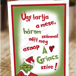 Karácsonyi Képeslap, Grincs Adventi Képeslap, Karácsonyi Dekoráció, Karácsonyi vicces üdvözlőlap  - karácsony - Meska.hu