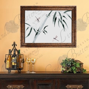 Japán festmény, Japán Kép, Bambusz festmény, szitakötő Dekoráció -  - Meska.hu