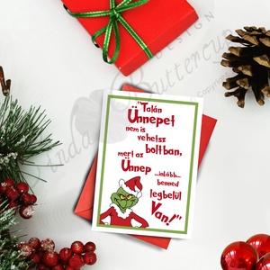 Karácsonyi Képeslap, Grincs Adventi Képeslap, Karácsonyi Dekoráció, Karácsonyi vicces üdvözlőlap  - karácsony - karácsonyi ajándékozás - karácsonyi képeslap, üdvözlőlap, ajándékkísérő - Meska.hu