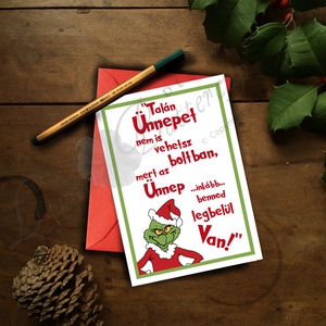 Karácsonyi Képeslap, Grincs Adventi Képeslap, Karácsonyi Dekoráció, Karácsonyi vicces üdvözlőlap  - karácsony - karácsonyi ajándékozás - karácsonyi képeslap, üdvözlőlap, ajándékkísérő - Meska.hu
