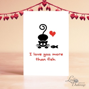 Valentin napi Képeslap, Szeretlek Képeslap, Valentin üdvözlőlap, I love you, Szerelmes, piros lap, Cica, cicás lap - otthon & életmód - papír, írószer - ajándékozás kellékei - képeslap, üdvözlőlap - Meska.hu