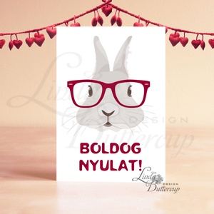 Húsvéti Képeslap, Vicces Húsvéti lap, Boldog Húsvétot, Húsvéti üdvözlőlap, Húsvéti Nyuszi, Nyúl, Hipster - otthon & életmód - papír, írószer - ajándékozás kellékei - képeslap, üdvözlőlap - Meska.hu