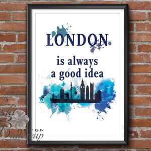 Modern Print, London kép, London festmény dekor, idézet kék Print, Falikép, Iroda Dekor, Otthoni dekoráció -  - Meska.hu