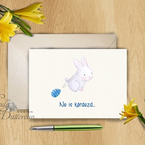 Húsvéti Képeslap, Vicces Húsvéti lap, Boldog Húsvétot, Húsvéti üdvözlőlap, Húsvéti Nyuszi, Nyúl, tojás - otthon & életmód - papír, írószer - ajándékozás kellékei - képeslap, üdvözlőlap - Meska.hu