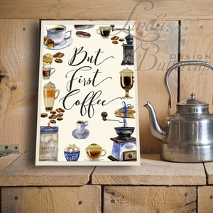 Konyhai falikép, Konyha dekoráció, Kávé, Cappucino, Kávézó, Cukrászda, Édesség, Süti, csoki, tea, festmény -  - Meska.hu