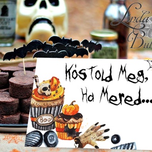 Halloween dekoráció, tábla, Halloween dísz, Hallowenn party, dekor, képeslap, őszi, party kellék, kép, festmény, Otthon & Életmód, Halloween, Halloweeni meghívó, képeslap, ajándékkísérő, Dekoráció, Fotó, grafika, rajz, illusztráció, Mindenmás, MESKA