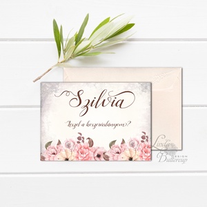 Esküvői meghívó, Rusztikus Esküvő, tanú lap, koszorúslány kérő, Esküvői Képeslap, virágos -  - Meska.hu