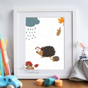 Babaszoba Falikép, Süni festmény, Gyerekszoba kép, dekoráció, erdei állat, sün, baba kép, baby, cuki, felhő, állatos -  - Meska.hu