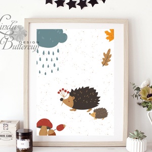 Babaszoba Falikép, Süni festmény, Gyerekszoba kép, dekoráció, erdei állat, sün, baba kép, baby, cuki, felhő, állatos -  - Meska.hu