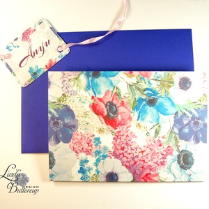 Egyedi Anyák napi Képeslap, Anyák napja üdvözlőlap, Anya Képeslap,Tavaszi virág, pipacs, orgona, réti virágos, kék,  -  - Meska.hu