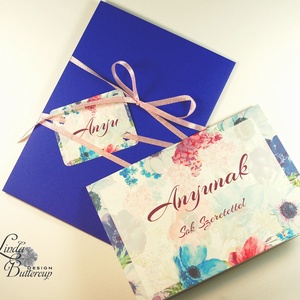 Egyedi Anyák napi Képeslap, Anyák napja üdvözlőlap, Anya Képeslap,Tavaszi virág, pipacs, orgona, réti virágos, kék,  -  - Meska.hu