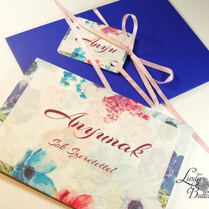 Egyedi Anyák napi Képeslap, Anyák napja üdvözlőlap, Anya Képeslap,Tavaszi virág, pipacs, orgona, réti virágos, kék,  -  - Meska.hu