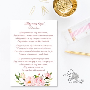 Virágos Képeslap, Egyedi, személyre szóló képeslap, névre szóló lap, vers, idézet, rózsaszín virág, üdvözlőlap, A5 -  - Meska.hu