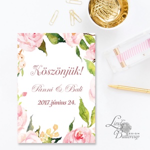 Virágos Képeslap, Egyedi, személyre szóló képeslap, névre szóló lap, vers, idézet, rózsaszín virág, üdvözlőlap, A5 -  - Meska.hu