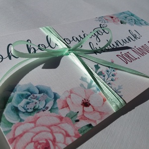 Pénzátadó boríték, Kövirózsa, Nászajándék, Gratulálunk képeslap, Esküvői Gratuláció, pasztell, pénz átadó lap, púder, - esküvő - emlék & ajándék - nászajándék - Meska.hu