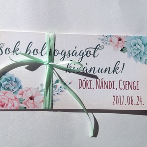Pénzátadó boríték, Kövirózsa, Nászajándék, Gratulálunk képeslap, Esküvői Gratuláció, pasztell, pénz átadó lap, púder, - esküvő - emlék & ajándék - nászajándék - Meska.hu