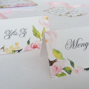 Esküvői ültetőkártya, ültető, Rózsa, Rózsás kártya, virágos ültető, ültetésirend, hely kártya, virágos esküvői dekoráció - esküvő - meghívó & kártya - ültetési rend - Meska.hu