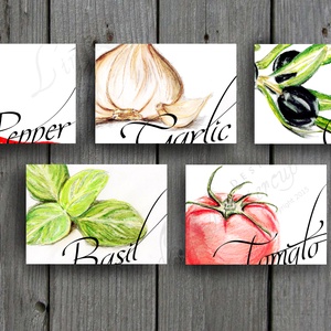 Konyhai falikép, konyha dekoráció, Olasz fűszer, Zöldség festmény, zöldségek, paradicsom, oliva, paprika, hagyma,kitchen -  - Meska.hu