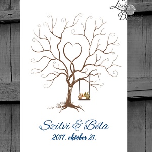 Esküvői ujjlenyomatfa, vászon kép Esküvői fa, vendégkönyv, Fa festmény, Esküvői dekor, emlkékkönyv, nászajándék -  - Meska.hu
