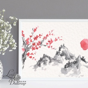 Japán kép, Keleti dekoráció, Falikép, japán fametszet, Fuji, Himalaya, kína, otthoni, bonsai, cseresznyefa, festmény - otthon & lakás - dekoráció - kép & falikép - Meska.hu