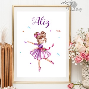 Gyerekszoba Kép, Kislány, Print, balerina, babaszoba dekoráció, dekor, falikép, névre szóló, szülinapi, név, személyes -  - Meska.hu