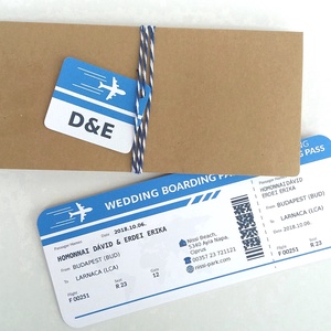 Beszállókártya Meghívó, Repülő meghívó, Repülőjegy, jegy, kártya, utazás, bérlet, boarding pass, travel, airplane - esküvő - meghívó & kártya - meghívó - Meska.hu