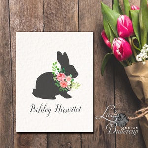 Húsvéti Képeslap, Húsvéti lap, Boldog Húsvétot, Húsvéti üdvözlőlap, Húsvéti Nyuszi, Nyúl, tojás, vicces, Boldog nyulat - otthon & életmód - papír, írószer - ajándékozás kellékei - képeslap, üdvözlőlap - Meska.hu