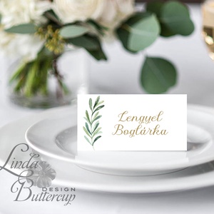 Esküvői ültető kártya, ültető, névkártya, név tábla, Esküvői dekor, dekoráció, levél, natúr, greenery, természetközeli, Esküvő, Meghívó & Kártya, Ültetési rend, Fotó, grafika, rajz, illusztráció, Papírművészet, MESKA