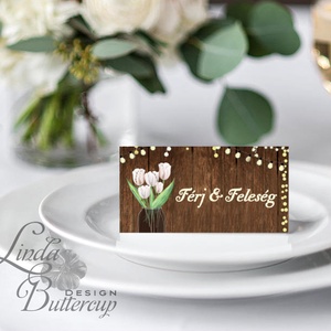 Esküvői ültető kártya, ültető, névkártya, név tábla, Esküvői dekor, dekoráció, pajta, rusztikus, virágos, vintage - esküvő - meghívó & kártya - ültetési rend - Meska.hu