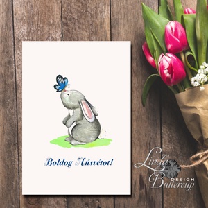 Húsvéti Képeslap, Húsvéti lap, Boldog Húsvétot, Húsvéti üdvözlőlap, Húsvéti Nyuszi, Nyúl, tojás, vicces, Boldog nyulat - otthon & életmód - papír, írószer - Meska.hu