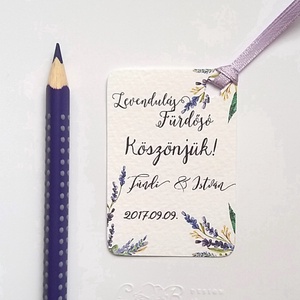Köszönet kártya, ajándékkísérő,köszönet ajándék, esküvői kísérőkártya, köszönjük, levendula, levendulás, lila, rét -  - Meska.hu