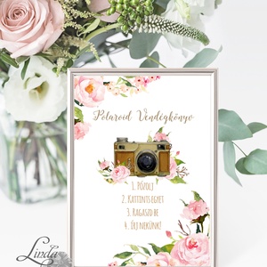 Polaroid fotó Esküvői Felirat A4, fénykép, fotó albumhoz, Esküvői kép, Esküvő Dekor, Esküvői felirat, virágos, rózsás - Meska.hu