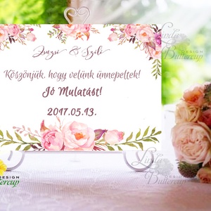 Esküvői Felirat A4, Köszöntő, Üdvözlő, idézet, virágos, rózsaszín, természetközeli, természetbarát, romantikus - esküvő - dekoráció - tábla & jelzés - Meska.hu