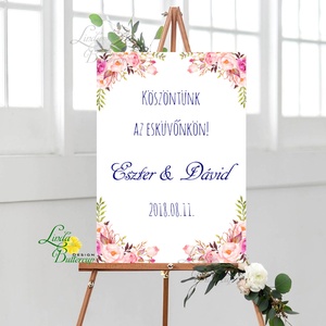 Esküvői Felirat A2, Köszöntő, Üdvözlő, idézet, romantikus, természetközeli, üzenet, virágos, trendi - esküvő - dekoráció - tábla & jelzés - Meska.hu