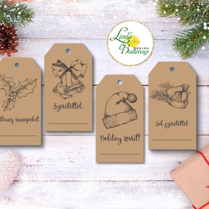 Vintage Karácsonyi Ajándékkísérő, újrahasznosított papír, Mikulás, barna, Ünnepi kiskártya, ajándék, natúr, kraft, Otthon & Életmód, Ajándékkísérő, Papír, írószer, Fotó, grafika, rajz, illusztráció, Mindenmás, MESKA