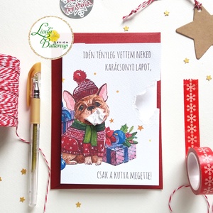 Karácsonyi Képeslap, Vicces, Humoros, kutyás, kutya, állatos egyedi, Adventi Képeslap, Karácsonyi, üdvözlőlap, Otthon & Életmód, Képeslap, üdvözlőlap, Papír, írószer, Fotó, grafika, rajz, illusztráció, Mindenmás, MESKA
