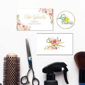 Névjegykártya, Egyedi Tervezés, fodrász, körmös, Névjegy, design, szerkesztés, virágos, olló, szépségipar, kozmetikus - otthon & életmód - papír, írószer - naptár & tervező - Meska.hu