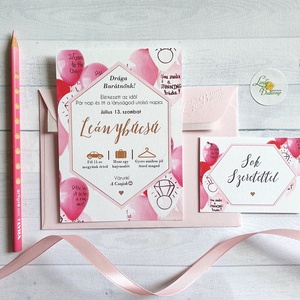 Leánybúcsú meghívó, ék, Lánybúcsú party, púder, pasztell, pink, csajos, Esküvő, Lánybúcsú, Festészet, Fotó, grafika, rajz, illusztráció, MESKA