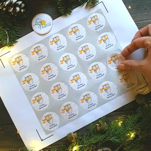 MATRICA, 20db, bagoly, körmatrica, kör, címke, Karácsonyi Ajándékkísérő,  cédula, vignetta, levonó, sticker, csomagolás - karácsony - karácsonyi ajándékozás - karácsonyi képeslap, üdvözlőlap, ajándékkísérő - Meska.hu