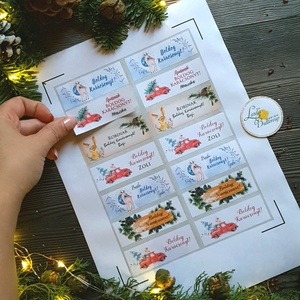 MATRICA, 14db, címke, Karácsonyi Ajándékkísérő, cédula, vignetta, levonó, sticker, cég, céges, logó, céges matrica - karácsony - karácsonyi ajándékozás - karácsonyi képeslap, üdvözlőlap, ajándékkísérő - Meska.hu