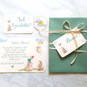 Baba bejelntő, Keresztszülő felkérő lap, képeslap, Egér - otthon & életmód - papír, írószer - Meska.hu