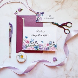 Anyák napi Képeslap, Kísérőkártyával együtt, Anyának, Anya lap, Anyák napja, virágos üdvözlőlap, Anyáknapi ajándék, AL15, Otthon & Életmód, Papír, írószer, Ajándékkísérő, Fotó, grafika, rajz, illusztráció, Mindenmás, MESKA