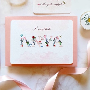 Anyák napi Képeslap, Kísérőkártyával együtt, Anyának, Anya lap, Anyák napja, virágos üdvözlőlap, Anyáknapi ajándék, AL20 - otthon & életmód - papír, írószer - ajándékozás kellékei - képeslap, üdvözlőlap - Meska.hu