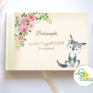 Farkas Babanapló, baba könyv, megérkeztem, babváró ajándék, babanapló, Otthon & Életmód, Papír, írószer, Babanapló, Fotó, grafika, rajz, illusztráció, Könyvkötés, MESKA