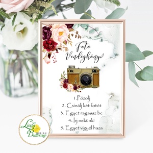 Fotó albumhoz Esküvői felirat, A4, Polaroid fotó Instrukció, selfi gép kellék - esküvő - dekoráció - tábla & jelzés - Meska.hu