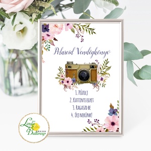 Fotó albumhoz Esküvői felirat, A4, Polaroid fotó Instrukció, selfi gép kellék, Esküvő, Tábla & Jelzés, Dekoráció, Fotó, grafika, rajz, illusztráció, Papírművészet, MESKA