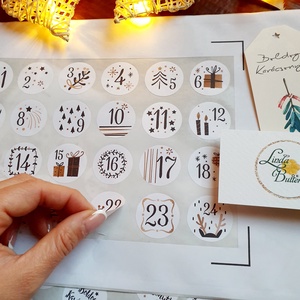 Adventi kalendár matrica, adventi naptár, karácsonyi matrica, karácsonyi csomagolás, ajándékkísérő - karácsony - adventi díszek - adventi naptár - Meska.hu