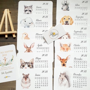 2023 naptár, asztali naptár, állatos, erdei állat, vízfesték - otthon & lakás - papír írószer - naptár & tervező - Meska.hu